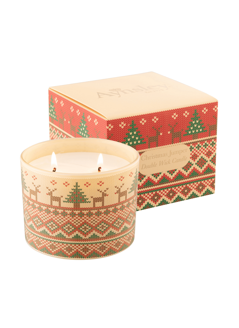 Christmas Jumper Double Wick Candle Nutmeg & Sandalwood Blarney